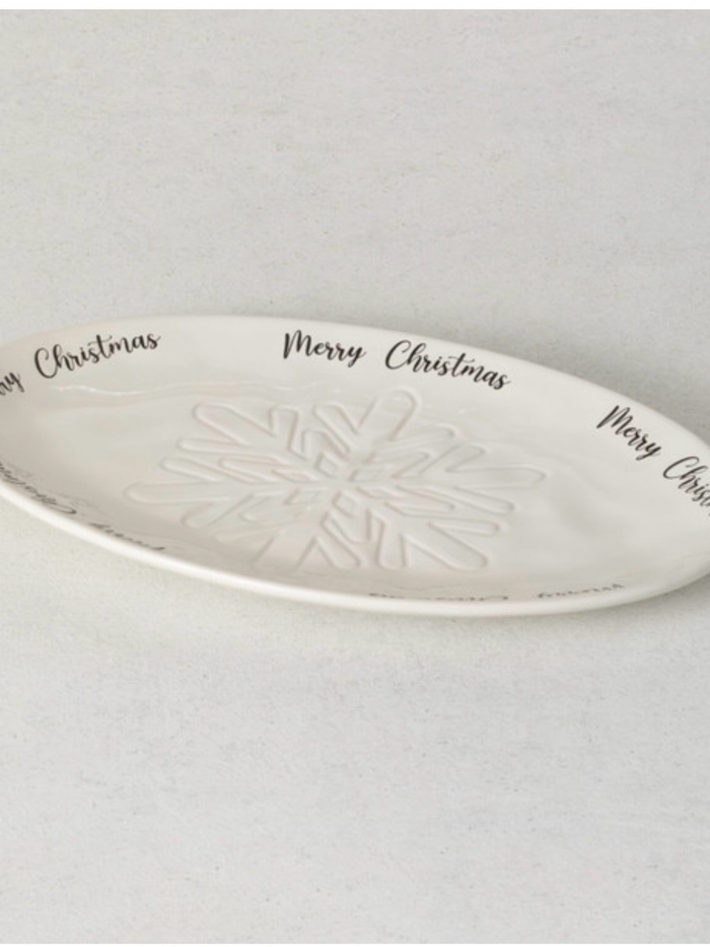 'Merry Christmas' Sullivans Comfort and Joy Snowflake Ceramic Platter